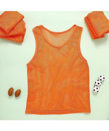 12 Pcs Youth Nylon Mesh Scrimmage Team Practice Vests Pinnies in Orange - Ideal for Basketball, Soccer, and Football - Buy Online on GoSupps.com