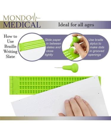 MonMed Braille Fingerboard Slate & Stylus - 4 Piece Writing Kit for Blind & Visually Impaired - Buy Online on GoSupps.com