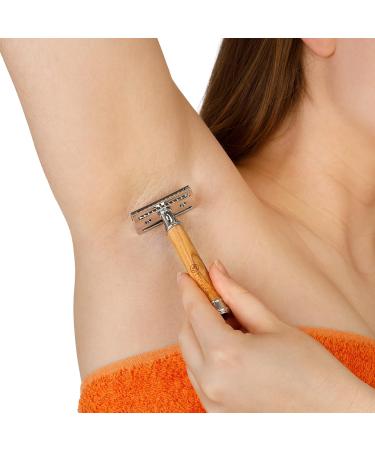 Waldwind Olive Wood Razor Plane | Eco-Friendly Zero Waste Wet Razor | Includes 10 Blades & E-Book | Sustainable Closed Comb for Men & Women - Buy Online on GoSupps.com