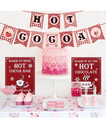 3 Pieces Hot Cocoa Bar Kit Includes 1 Hot Cocoa Banner 2 Hot Chocolate Bar Sign Hot Cocoa Bar Accessories for Christmas Winter Holiday Birthday Baby Shower Party Its Cold Outside Decorations - Buy Online on GoSupps.com