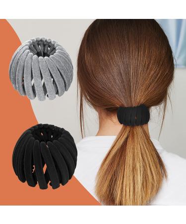 Sibba Bird Nest Hair Clip Set - 2 Pcs Hairpins for Lazy Ponytail Holders and Bun Styles - Velvet Fleece Head Accessory for Women and Girls - Black/Grey - Buy Online on GoSupps.com