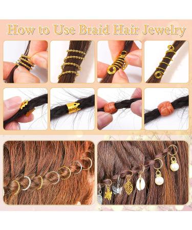Qinzave Hair Jewelry for Braids & Locs - 294pcs Aluminum Gold Silver Accessories for Dreadlocks | Decorative Charms & Pendants for Hair Braiding - Buy Online on GoSupps.com