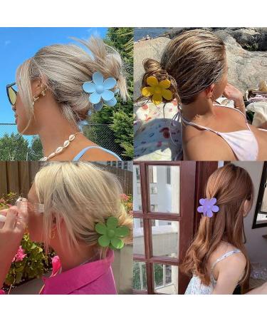 Matte Flower Hair Claw Clips Set - 8PCS | Large Claw Clips for Thick Hair | Women's Hair Accessories | Colorful Gift for Women and Girls - Buy Online on GoSupps.com