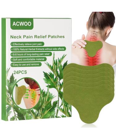 ACWOO 24PCS Neck Pain Relief Patch Knee Patches Pain Relief Plaster with Natural Wormwood Long Lasting Effect Warming Herbal Arthritis Pain Relieving Patch for Neck/Knee/Back/Shoulder/Joints Neck 24pcs