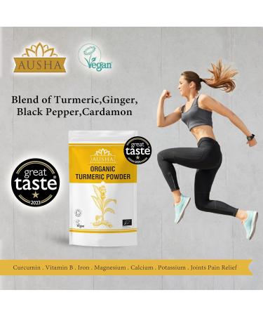 Ausha Organic Turmeric Powder 1kg | High Curcumin Content | Double Strength for Immunity, Skin & Joints - 1 kg Pack - Buy Online on GoSupps.com