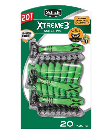 Schick Xtreme 3 Sensitive Skin Razors - Flexible Blades with Aloe Fights Razor Burn   20 Count (Pack of 1)
