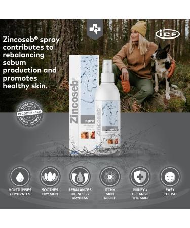 ICF | Zincoseb Dog Spray For Itchy Skin Relief | Anti Itch + Antifungal + Antibacterial Dry Dog Shampoo Spray And Conditioner For Pets With Sensitive Skin - Buy Online on GoSupps.com