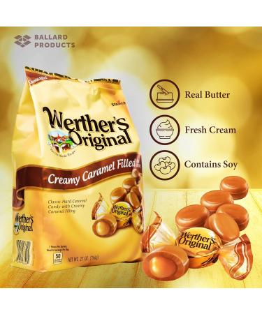 Werther's Original Creamy Caramel Filled Pack of 2 - Bulk Bags of Hard Candy Individually Wrapped (27 oz) Each - Werthers Caramel Filled Candy - Bundle with Ballard Products Pocket Bag - Buy Online on GoSupps.com