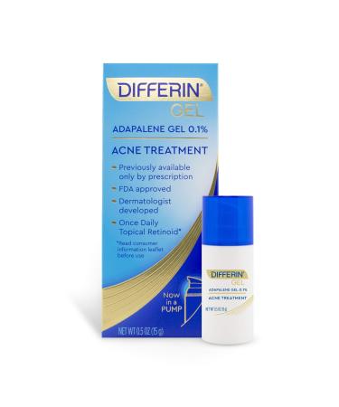 Acne Treatment Differin Gel, 30 Day Supply, Retinoid Treatment for Face with 0.1% Adapalene, Gentle Skin Care for Acne Prone Sensitive Skin, 15g Pump
