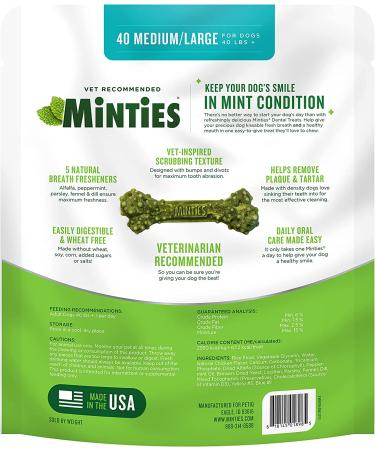 Minties VetIQ Dental Bone Treats for Medium/Large Dogs | Mint Chews, 32oz - Buy Online on GoSupps.com