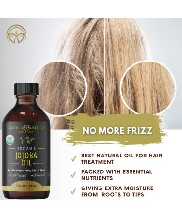 Mother Nature Jojoba Oil - USDA Certified Organic, 100% Pure, Cold Pressed & Unrefined, Hexane Free - Natural Moisturizer for Face, Hair & Skin - Non-GMO & Cruelty Free (4 Fl Oz) - Buy Online on GoSupps.com