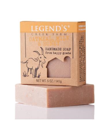 Legend s Creek Farm  Goat Milk Soap  Moisturizing Cleansing Bar for Hands and Body  Creamy Lather and Nourishing  Gentle For Sensitive Skin  Handmade in USA  5 Oz Bar (Oatmeal  Milk & Honey O.S.) Oatmeal  Milk & Honey 5 ...