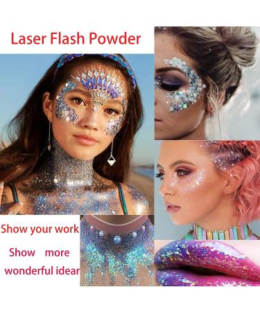 6 Pcs Holographic Sparkling Body Glitter Gel Set - Waterproof and Long Lasting Shimmer Makeup for Body, Face, Nail, Hair, Lip, Eye in White Gold, Silver, Pink, Purple, Blue - Buy Online on GoSupps.com