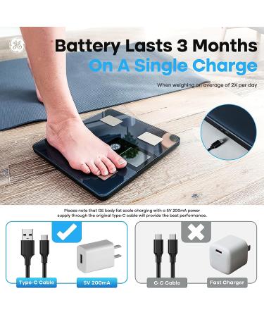 GE Smart Scale with LCD Display - Bluetooth Digital Bathroom Scale for Body Weight, BMI & More - Accurate Rechargeable Weight Scale (396 lbs) - Buy Online on GoSupps.com
