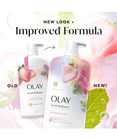 Olay Body Wash for Women Fresh Radiance 24/7 Skin-Loving Freshness Visibly Radiant Plant Based Cleansers Vitamin B3 & Antioxidant Blend For All Skin Types Strawberry & Mint Scent 29 fl oz - Buy Online on GoSupps.com