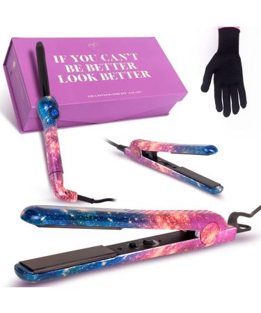 PYT Lola Tool Kit 1.25 Flat Iron 1 Curling wand 19 mm 1 Mini hair straightener (GALAXY)