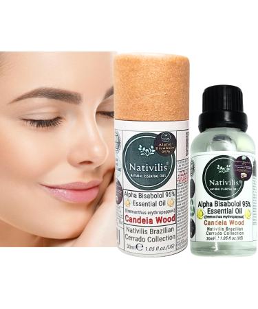 Nativilis Candeia Essential Oil Natural Alpha Bisabolol 95% (Eremanthus erythropappus) Vegan - Antibacterial Anti-inflammatory - Skin-Smoothing - Nociceptive Properties Copaiba