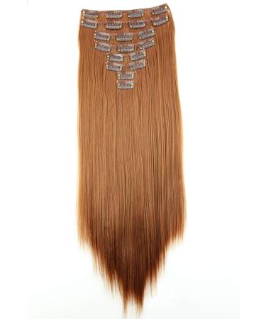 CAISHA by PRETTYSHOP XXL 20 Long Synthetic Clip In Hair Extensions Medium Brown #30 - 8 Pieces Set | CES108 - Buy Online on GoSupps.com