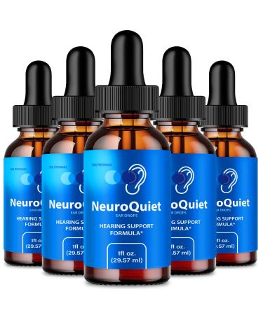 NeuroQuiet Tinnitus Relief for Ringing Ears NeuroQuiet Hearing Support Liquid Drops Neuro Quiet Auditory Clarity and Healthy Hearing Supplement Neuro Quiet All Natural Formula Reviews (5 Pack)