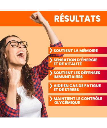 GINSENG RED PREMIUM I Best Combination Mineral Vitamins: Root (150mg) Panax Leaf Asian Ginseng (40mg) Vitamins B5 B6 B9 100% AR I Anti-FATIGUE Food Supplement I France - Buy Online on GoSupps.com