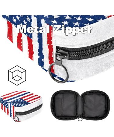 American Flag Color Sanitary Napkin Storage Bag - Period Tampon Makeup Pad Pouch - Buy Online on GoSupps.com