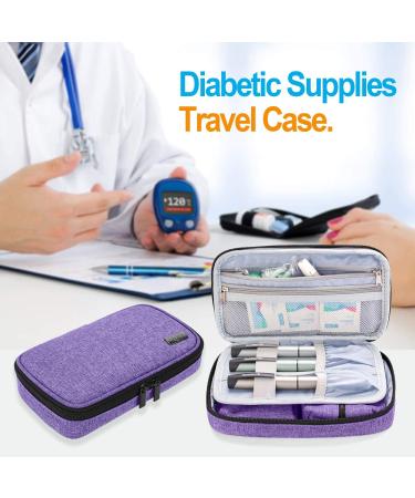Luxja Diabetic Supplies Travel Case - Purple Storage Bag for Glucose Meter & Diabetic Supplies - Buy Online on GoSupps.com