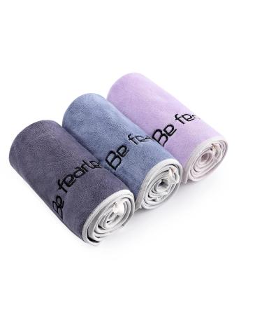 BOBOR Gym Towels Set, Microfiber Sports Towel for Men and Women, Super Soft and Quick-Drying 3-Pack Set Towel, for Tennis, Yoga, Cycling, Swimming (1Blue+1Purple+1Gray, 14" x 29") 1blue+1purple+1gray 14" x 29"