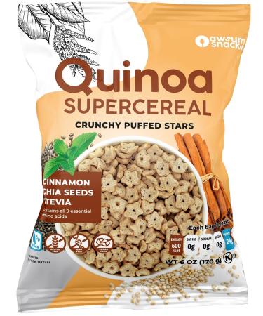 Awsum Snacks Organic Quinoa SUPERCEREAL with Cinnamon & Chia Seeds 3 Pack - Healthy Breakfast Cereal - Sugar Free, Kosher Grain & Gluten Free Cereals Snack - Vegan Diabetic Grocery Foods 3 Packs