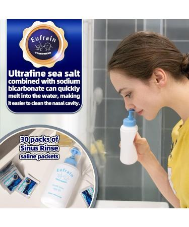 Neti Pot Sinus Rinse Nasal Wash Irrigation System Sinus Rinse Bottle for Adult & Kid with 40 Saline Packets Relieves Nasal Congestion and Irritation from Cold Flu Allergies Without drying rack - Buy Online on GoSupps.com