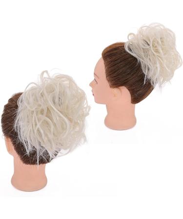 Tousled Updo Messy Bun Hair Extension - Light Blonde Synthetic Wavy Hairpiece - Buy Online on GoSupps.com