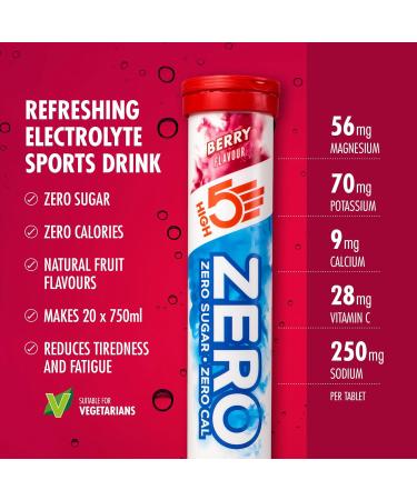 HIGH5 ZERO Electrolyte Tablets | Hydration Tablets Enhanced with Vitamin C | 0 Calories & Sugar Free | Boost Hydration Performance & Wellness | Berry 160 Tablets (20x Pack of 8) Berry 20 Count (Pack of 8) - Buy Online on GoSupps.com