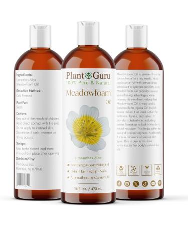 Meadowfoam Oil 16 oz - 100% Pure Cold Pressed Natural Carrier for Skin Body & Face | Ideal for Moisturizing Creams Lotions & Scalp Treatments - Buy Online on GoSupps.com