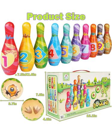 IWUTEFET Kids Dinosaur Bowling Set - Soft Foam 10 Pins and 2 Balls - Educational Indoor/Outdoor Game for Children - Fun Learning and Development Toy - Buy Online on GoSupps.com