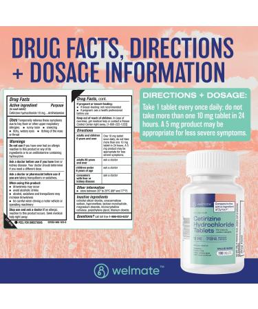 WELMATE Ultimate Allergy Relief Duo: Fexofenadine HCl 180mg (200 Ct) & Cetirizine HCl 10mg (100 Ct) | Dual-Action 24hr Allergy Support - Buy Online on GoSupps.com