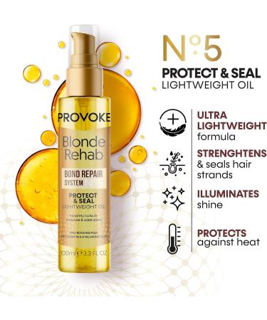 PROVOKE Blonde Rehab N0'5 Protect and Seal Bond Repair Hair Oil 100 ml Protects from Heat & Adds Shine in 1 Use with a Pro Bonding Complex Keratin & Hyaluronic Acid for Blonde Damaged Hair Gold - Buy Online on GoSupps.com