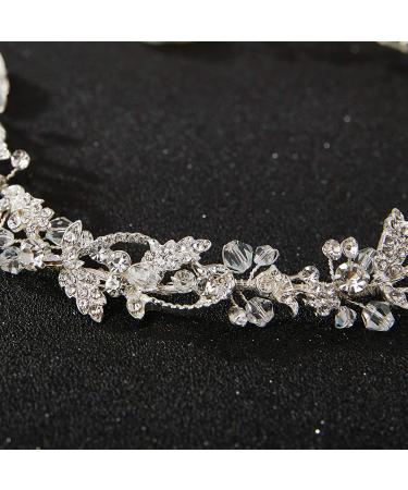 SWEETV Silver Wedding Headpiece for Bride - Handmade Bridal Headband with Rhinestone Accents - Hair Vine for Women - Buy Online on GoSupps.com
