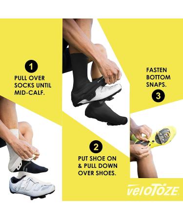 VeloToze Tall Silicone Shoe Cover with Snaps - Waterproof & Windproof Boot-Style Overshoes for Road Cycling - Black Large - Buy Online on GoSupps.com