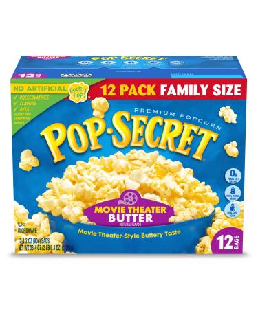 Pop Secret Popcorn, Movie Theater Butter, Microwave Popcorn Bags, 38.4 Oz, 12 Count(Pack of 1)