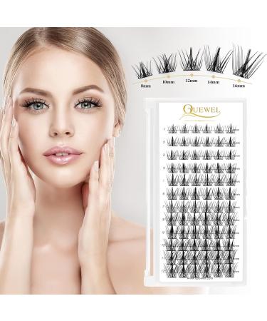 Eyelashes Individual Quewel D Curl 8mm Clusters - DIY Eyelash Extensions for Makeup (Sparkle-D-8mm) | 1 Pack - Buy Online on GoSupps.com