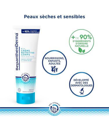 BepanthenDerma Nutritive Body Cream - Daily Care for Dry and Sensitive Skin - Moisturizes Immediately and Up to 48H* - Shea Butter Argan Oil - Tube 200 ml - Buy Online on GoSupps.com