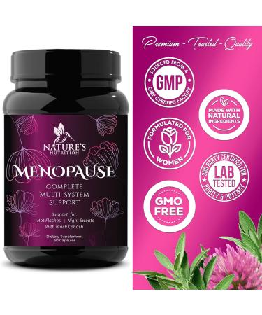 Menopause Relief Supplement with Black Cohosh & Dong Quai - 60 Capsules | Hormone Support & Energy Boost | Non-GMO Women's Menopause Vitamins - Buy Online on GoSupps.com