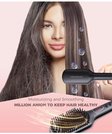 MEGAWISE Pro Ceramic Ionic Hair Straightener Brush | Fast MCH Heating | Auto-Off Safety | Anti-Scald | Dual Voltage | Rotatable Power Cord - Buy Online on GoSupps.com
