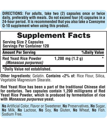 Puritan's Pride Red Yeast Rice 600mg 240 Count - Pack of 2 | Natural Cholesterol Support - Buy Online on GoSupps.com