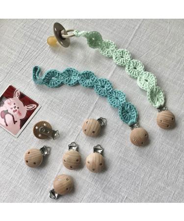 Schnuller Clip Set - 10pc Wooden Nipple Holders & Dummy Clips for Kids | DIY Pacifier Closure Chains | Perforated Wood Color - Buy Online on GoSupps.com