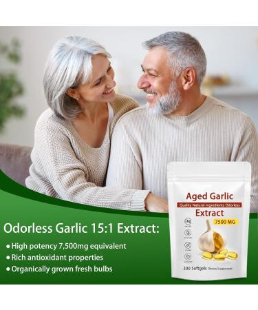 Aged Garlic Extract 300 Softgels 7500mg Odorless | Heart & Immune Antioxidant Supplements Vegetarian All-Natural Non-GMO (1) - Buy Online on GoSupps.com