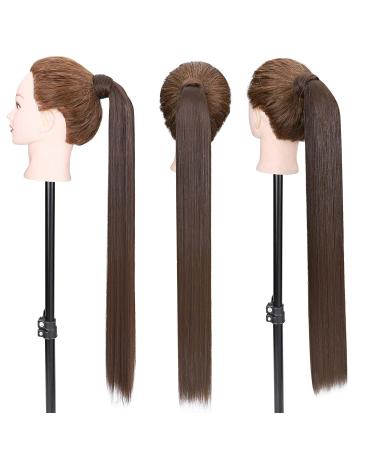 80cm Medium Brown Ponytail Extensions - Clip In Real Hair Braid Art - Long Smooth Hair (1 Pack) - Buy Online on GoSupps.com
