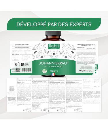 Millepertuis - 550 mg de Millepertuis par G lule - Hautement Concentr en Hyp ricine - Humeur & Sommeil - 180 G lules V ganes - Naturel Sans Additifs - Qualit Sup rieure Raibu - Buy Online on GoSupps.com