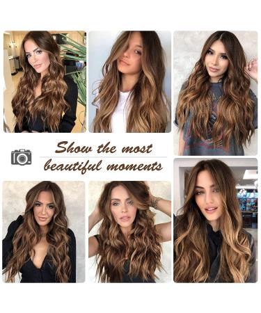 HAIRCUBE Ombre Brown Long Curly Wig 24 Inch | Synthetic Heat Resistant Fiber | Middle Part Wig for Women - Buy Online on GoSupps.com