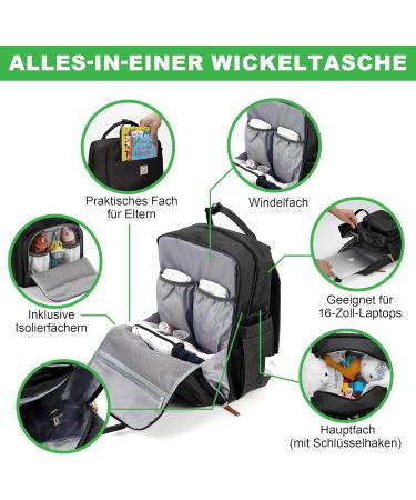 Brisby Wrap Backpack Large - Insulated Diaper Bag for Strollers Includes Changing Pad & Buggy Assembly - Black - Buy Online on GoSupps.com