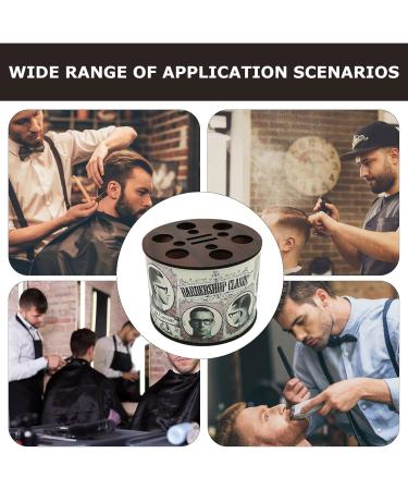 Barber Scissors Storage Holder - Wooden Material Round Barber Tools Storage Holder | Hairdressing Tools Desktop Organizer | Multiple Compartments Barber Scissors Holder for Salons Homes Parlors - Buy Online on GoSupps.com